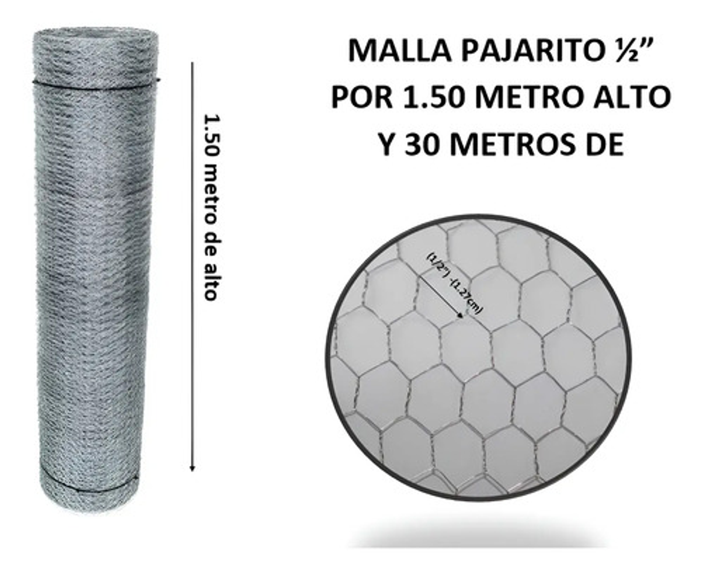 Malla Pajarito Galvanizada 1.50x1/2pu 1.27cm X30 Mts Largo 2