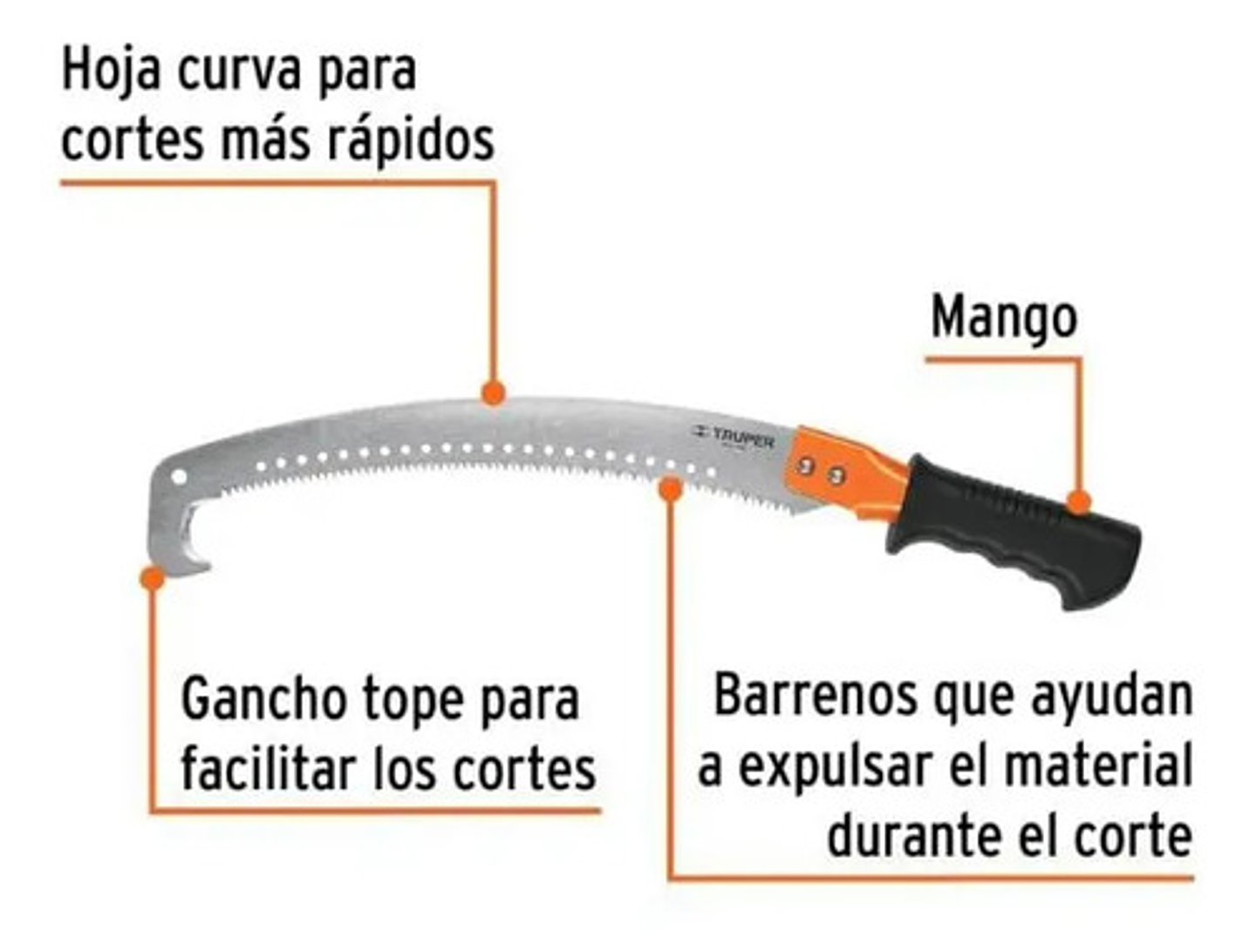 Serrucho De Poda Con Gancho Cuchilla Curva Truper 16 Pul. 2