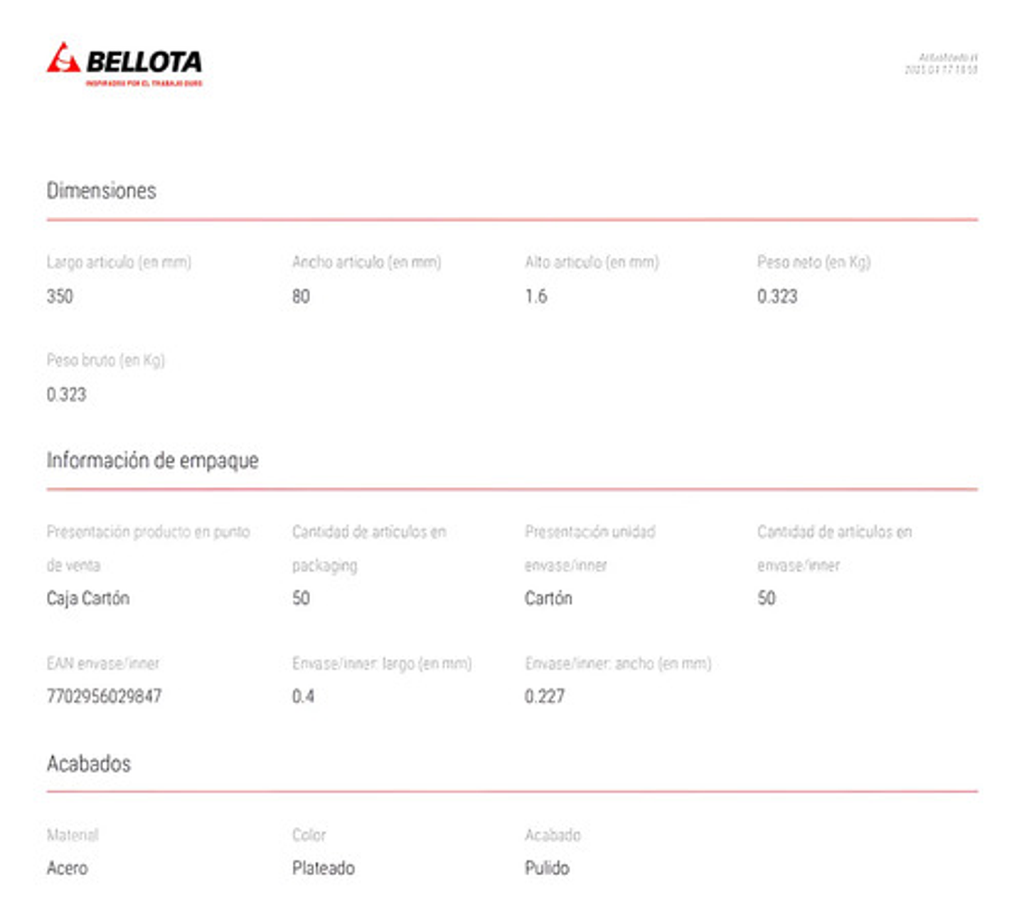 Cuchilla Guadaña Bellota Calibre 16 1pulgada Ref. Delga Unid 4