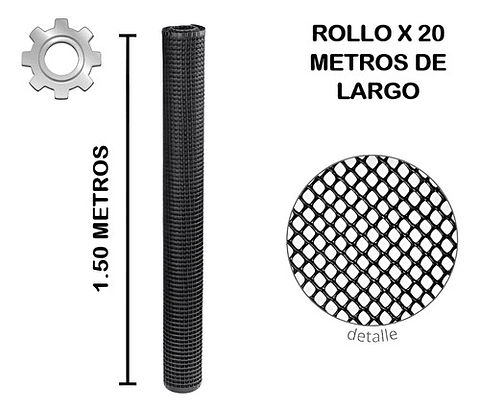 Malla Cafetera Plástica Negra Superior 4x4mm X 1.5 X 20 Met