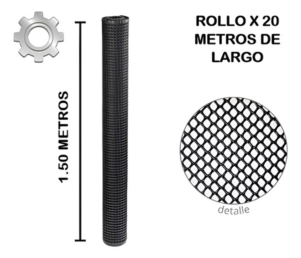 Malla Cafetera Plástica Negra Superior 4x4mm X 1.5 X 20 Met 2