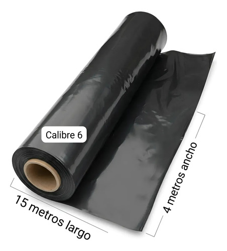Plástico Negro 4 M Ancho X  15  Metro De Largo Cal 6 7