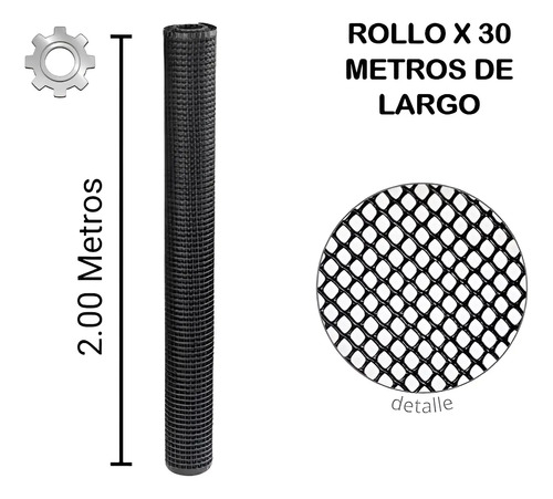 Malla Cafetera Plástica Negra Superior 4x4 mm - 2.0 mt Alto x 10, 20 y 30 Metros  Largo Agrosamario 1
