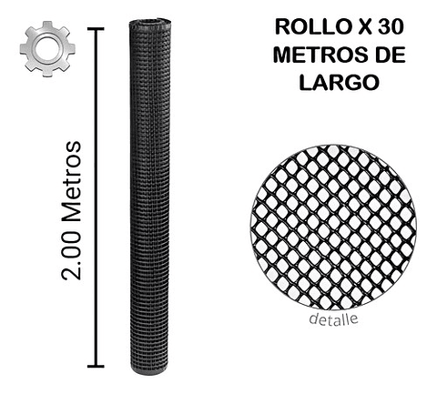 Malla Cafetera Plástica Negra Superior 4x4mm X 2 X 30 Metros