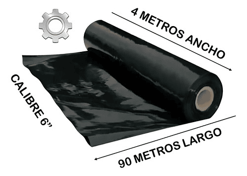 Rollo Plástico Negro 4 M Ancho X  100 Mtrs De Largo Cal 6