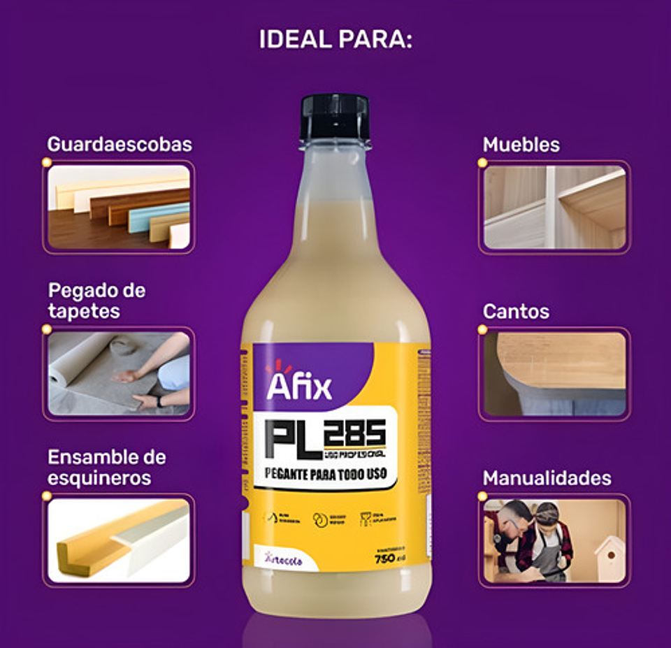 Pegante Industrial  Profesional Pl 285 Ml Afix X 375 Ml 3
