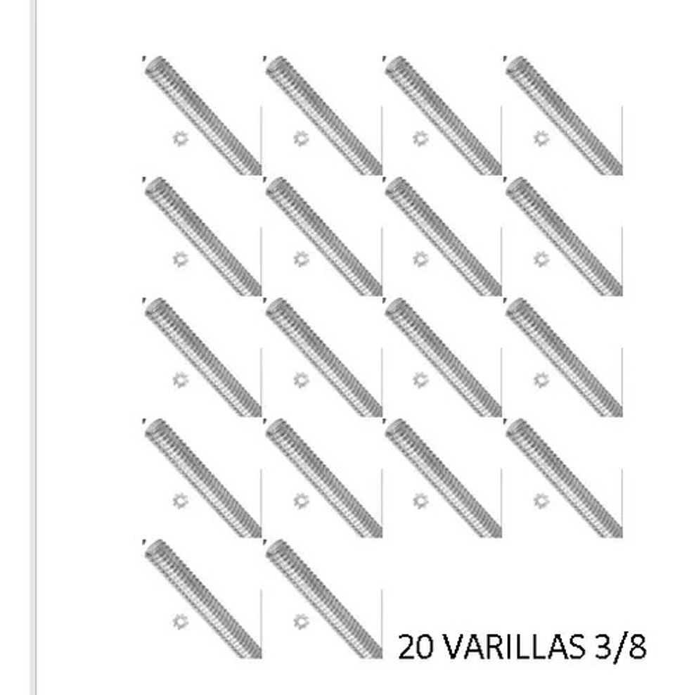 Varilla Roscada 3/8 X 1 Mt De Largo X 20  Unidades 1