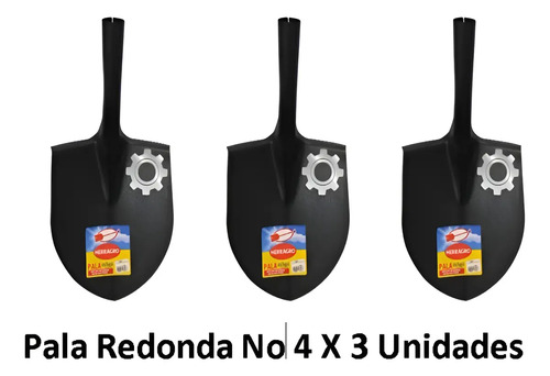 Pala Punta Redonda No. 4 Herragro X 3 Unidades 1