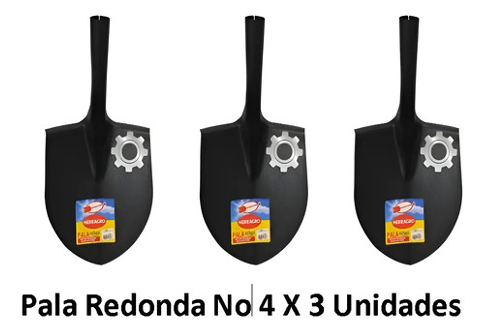 Pala Punta Redonda No. 4 Herragro X 3 Unidades 1