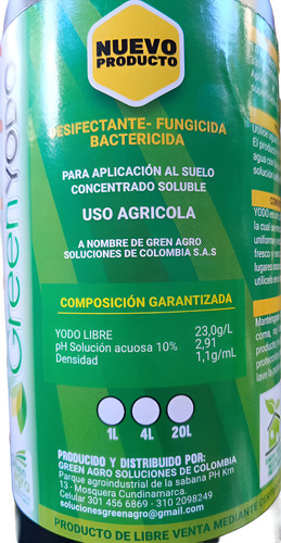 Green Yodo - Desinfectante y Bactericida Mineral | 1 Litro | Agrosamario 3