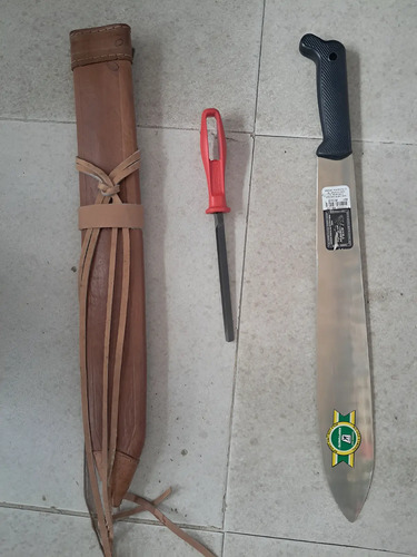 Combo Jornalero Machete Aguila Corneta + Funda de Cuero + Lima Bellota Agrosamario  3