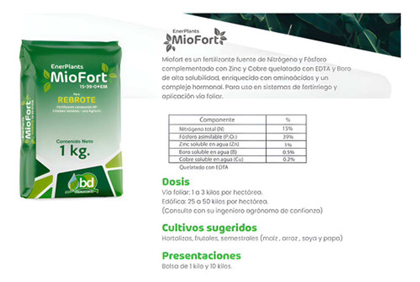 Enraizador Miofort Rebrote X 1kg Enraizador Miofort Rebrote 2