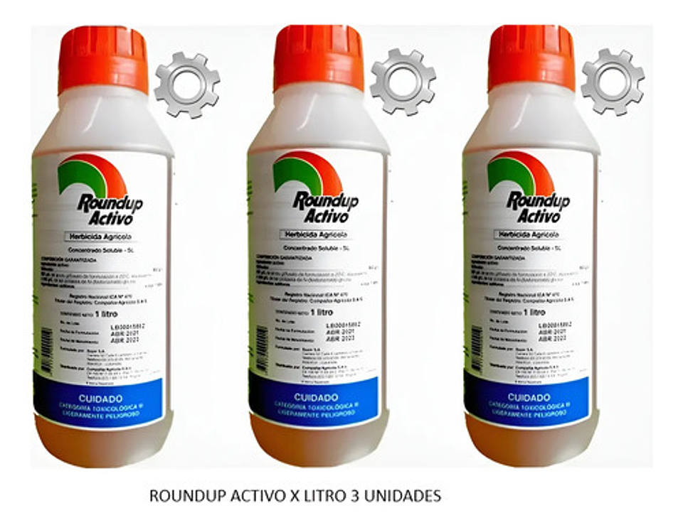 Roundup Herbicida Glifosato X Litro 3 Unidades 1