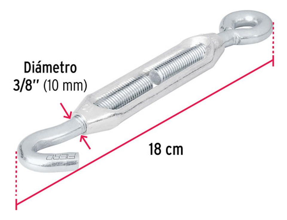 Tensor Zinc 3/8  Gancho-argolla, Fiero 4