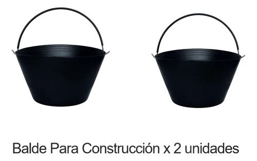 Balde Para Construcción Negro 8 Litros X 2 Unidades 2