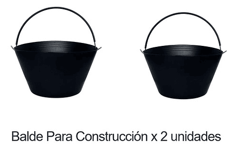 Balde Para Construcción Negro 8 Litros X 2 Unidades
