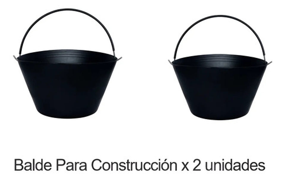 Balde Para Construcción Negro 8 Litros X 2 Unidades 2