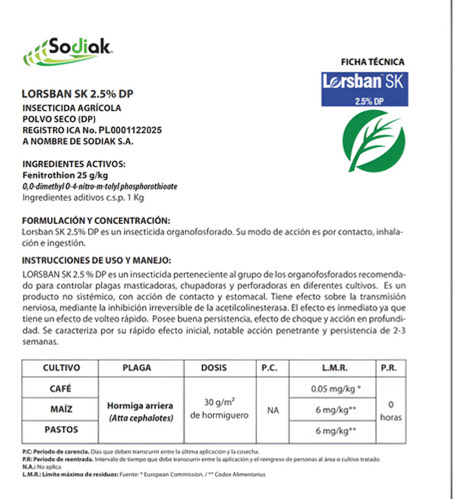 Lorsban Polvo X  10  Kilos  - Control De Hormigas 5