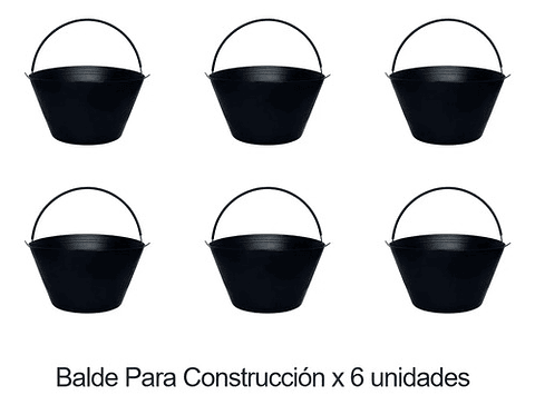 Balde Para Construcción Negro 8 Litros X 6 Unidades