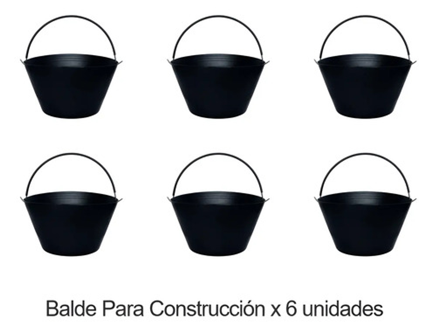 Balde Para Construcción Negro 8 Litros X 6 Unidades 1