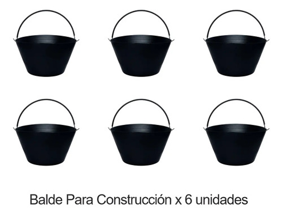 Balde Para Construcción Negro 8 Litros X 6 Unidades 1