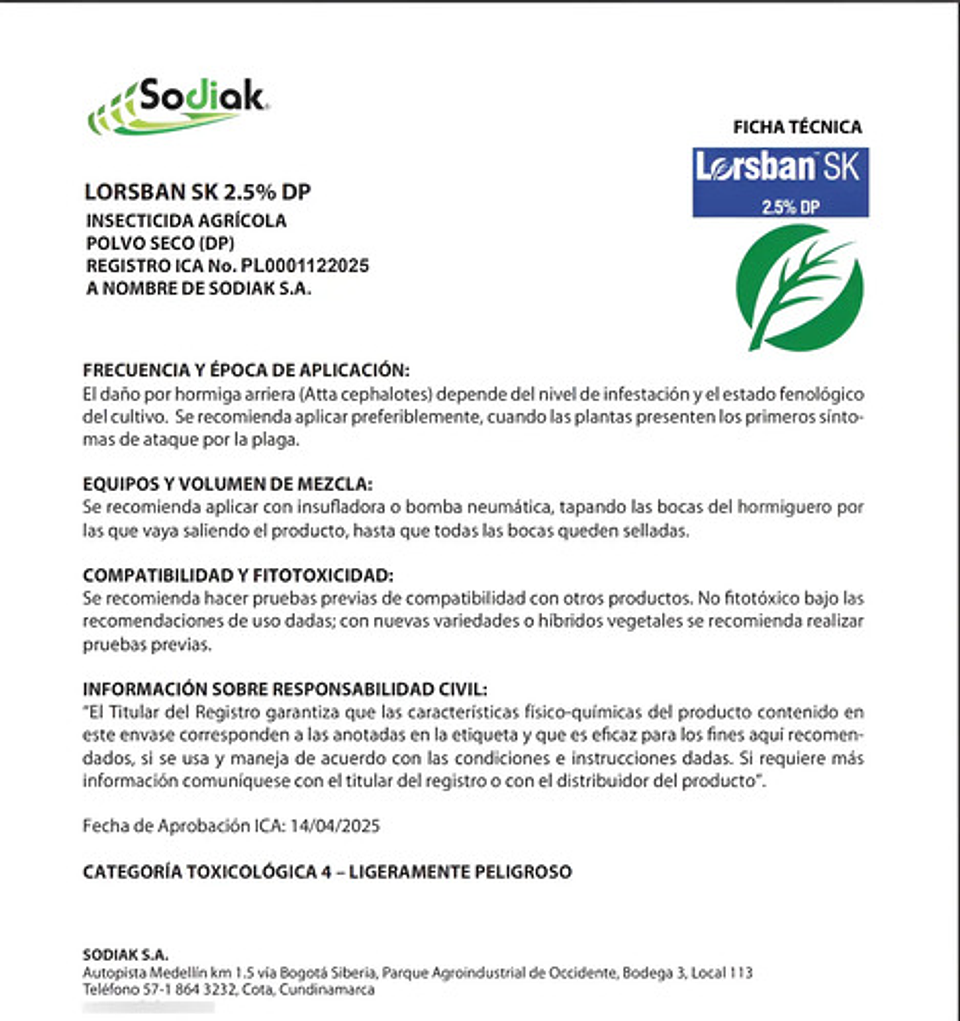 Lorsban Polvo X 2kg - Control De Hormigas 6