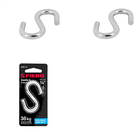 Gancho En Forma De S De 1/4 O 6,5mm Fabricado En Acero 38kg