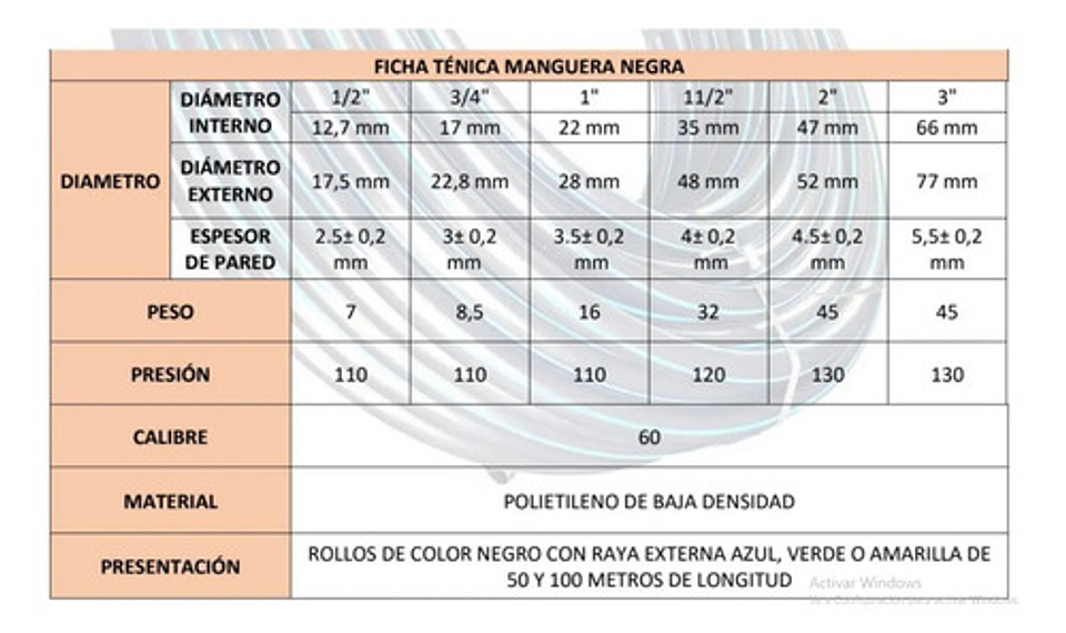 Manguera Riego 1/2px100mt Cal60 6