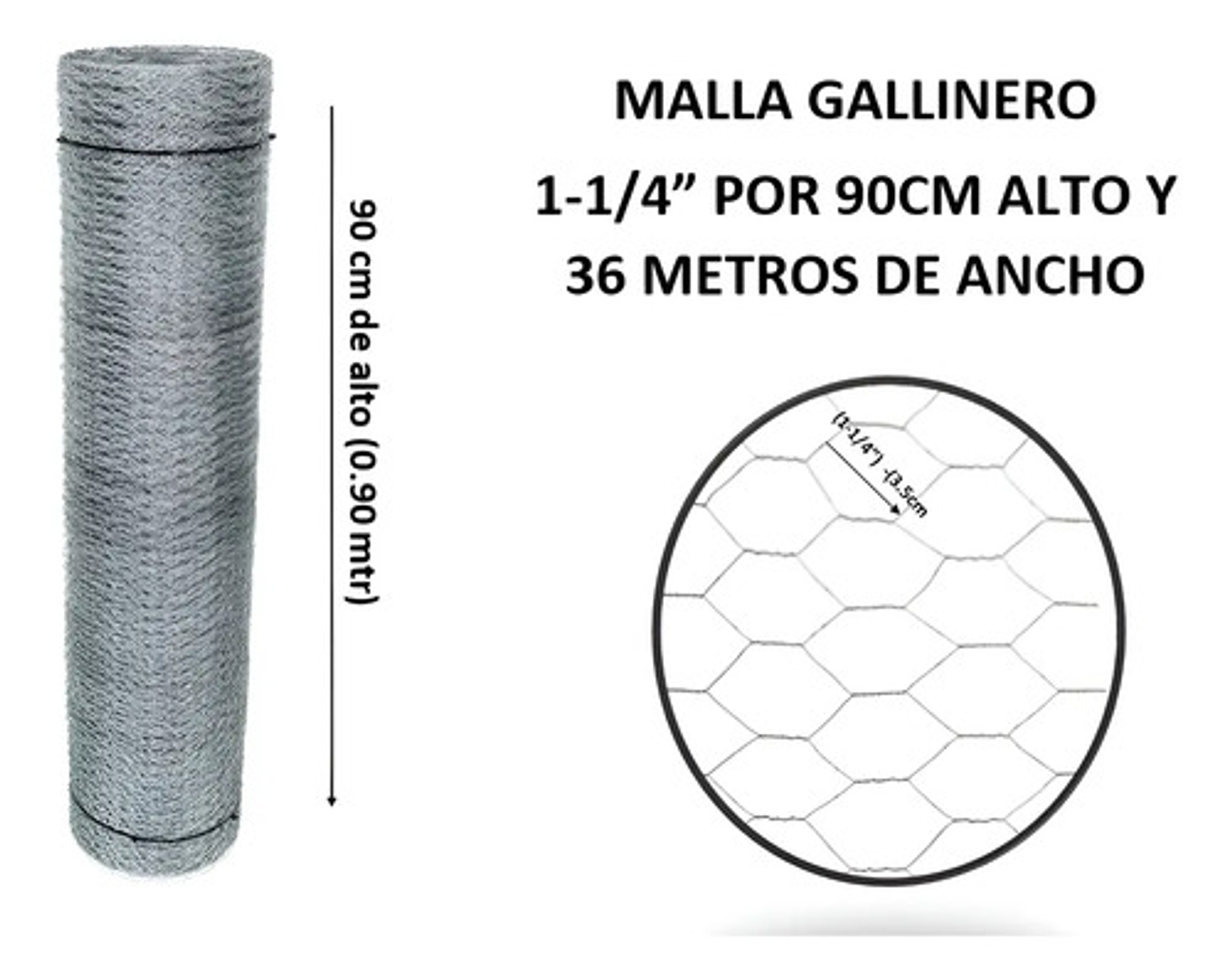 Malla Gallinero Galvanizada 0.9 X 1 1/4pu3.5cm X36 Mts Largo 3