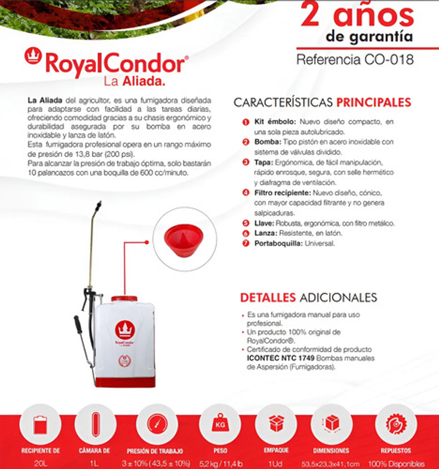 Fumigadora Manual Royalcondor 20 Litros La Aliada 6