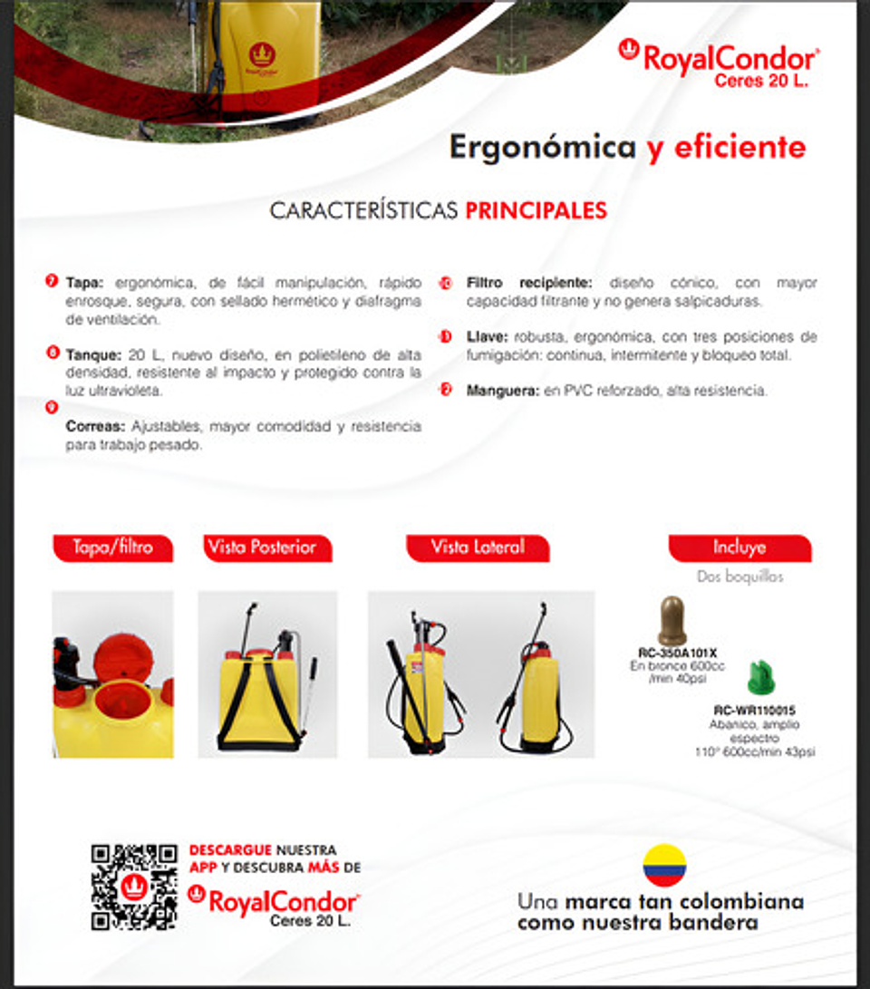 Fumigadora Manual Royalcondor® Ceres 20 Litros 6