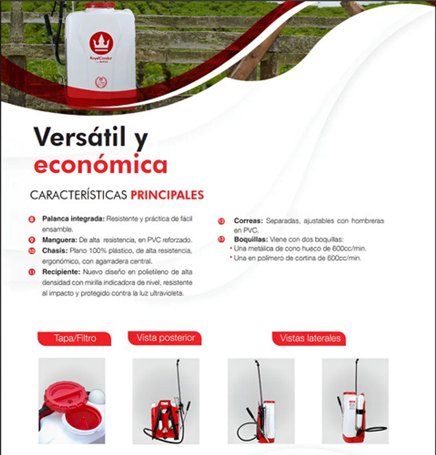 Fumigadora Manual 20 Litros Royal Condor La Activa Color Blanco 5