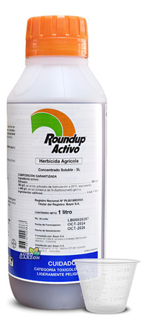 Herbicida Glifosato Roundup Activo Bayer 1l Control Total Malezas