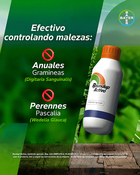 Herbicida Glifosato Roundup Activo Bayer 1l Control Total Malezas
