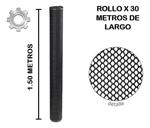 Malla Cafetera Plástica Negra Superior 4x4mm X 1.5 X 30 Met