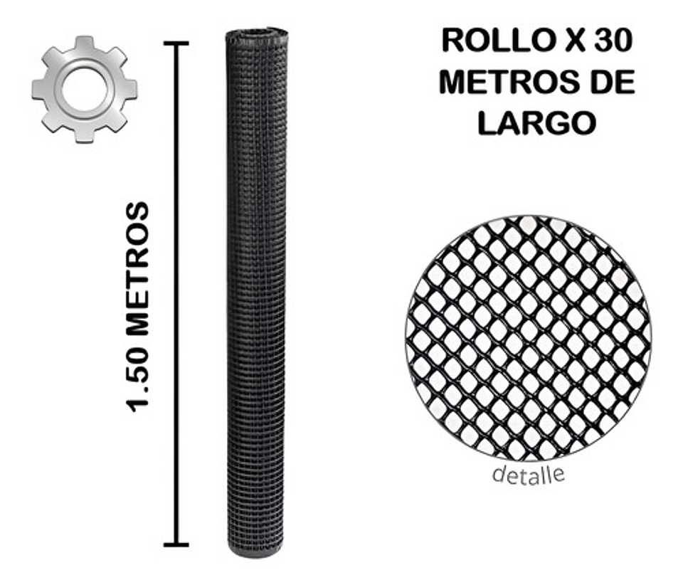Malla Cafetera Plástica Negra Superior 4x4mm X 1.5 X 30 Met 2