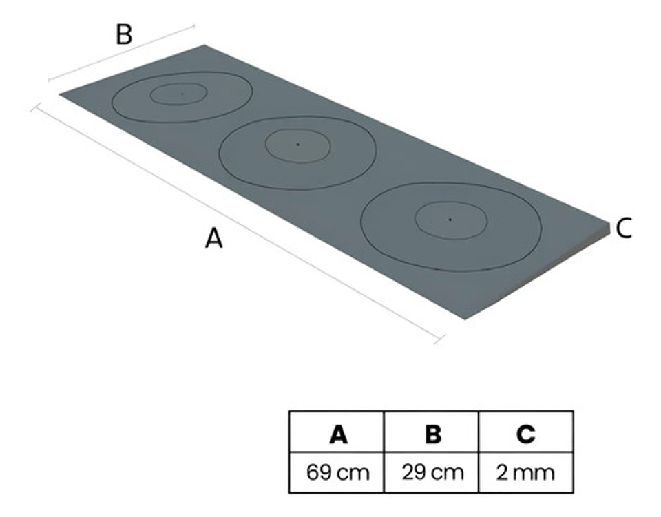 Plancha Para Estufa De Leña 3 Puestos 69cm X 29 Cm 5
