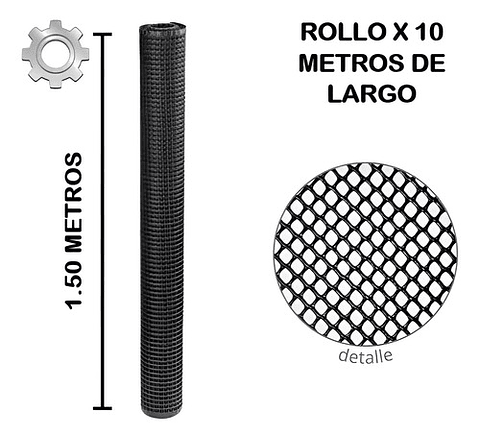 Malla Cafetera Plástica Negra Superior 4x4mm X 1.5 X 10 Met