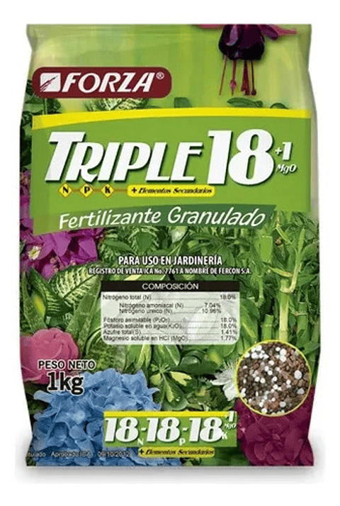 Fertilizante Triple 18 Granulado 18-18-18 X Kilo Forza