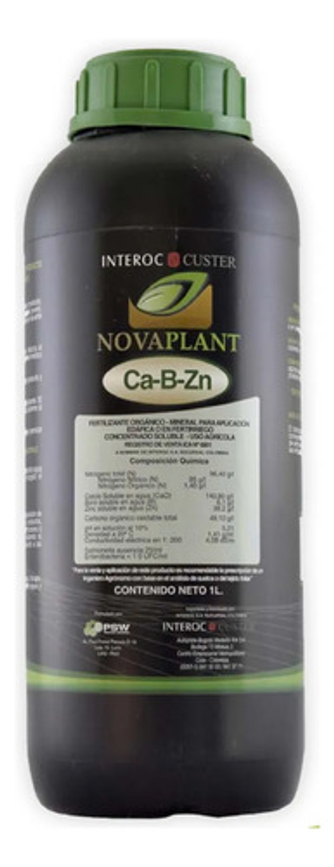 Novaplant Ca-boro-zinc X 1 Litro Interoc Nutricion Cultivos
