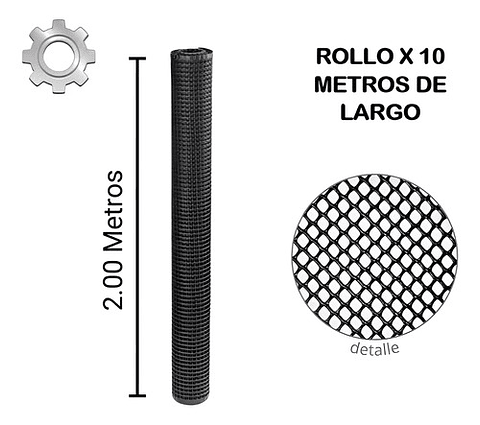 Malla Cafetera Plástica Negra Superior 4x4mm X 2 X10 Metros