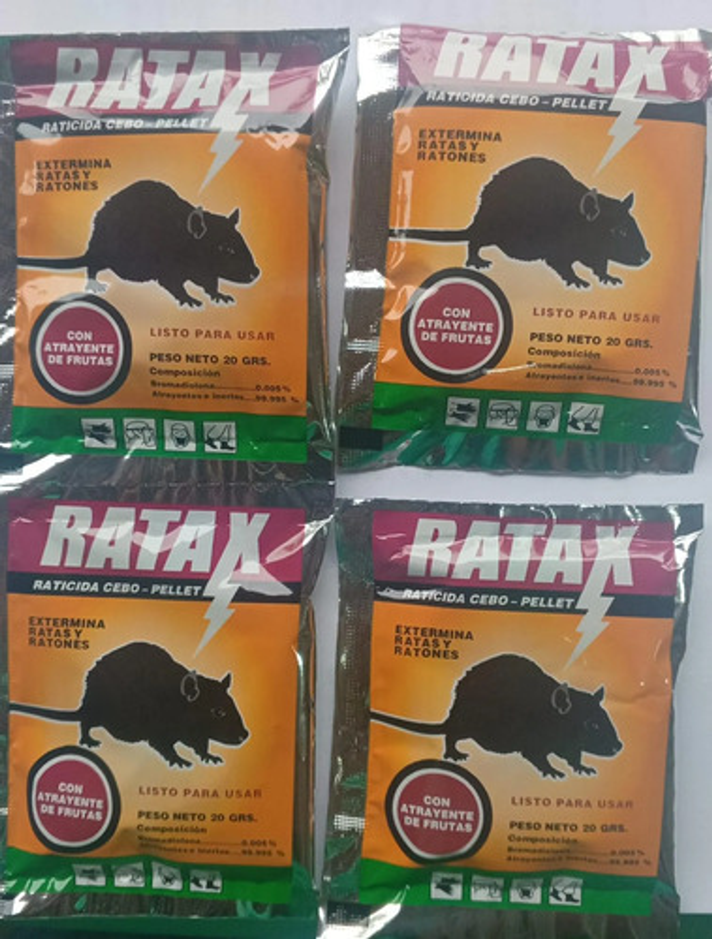 Ratax Veneno Ratones X 20 Gr Raticida X 4 Unidades 1