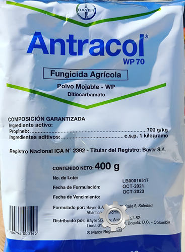 Antracol Bayer Control De Hongos En Cultivos  X 400gr 1