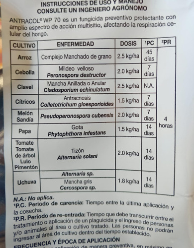 Antracol Bayer Control De Hongos En Cultivos  X 400gr 2