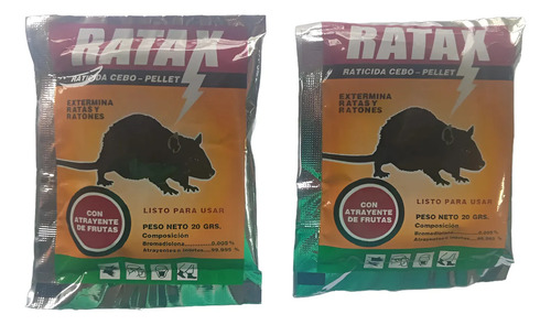 Raticida Ratax (2 Unidades x 20g) - Control Eficaz de Roedores | Agrosamario 2