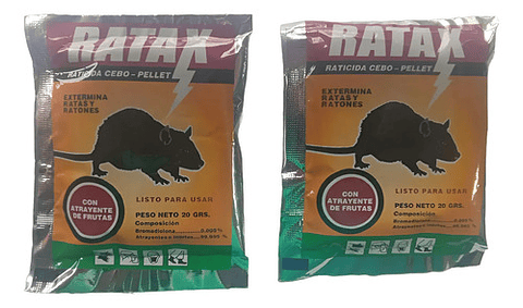 Ratax Veneno Ratones X 20 Gr Raticida X 2 Unidades