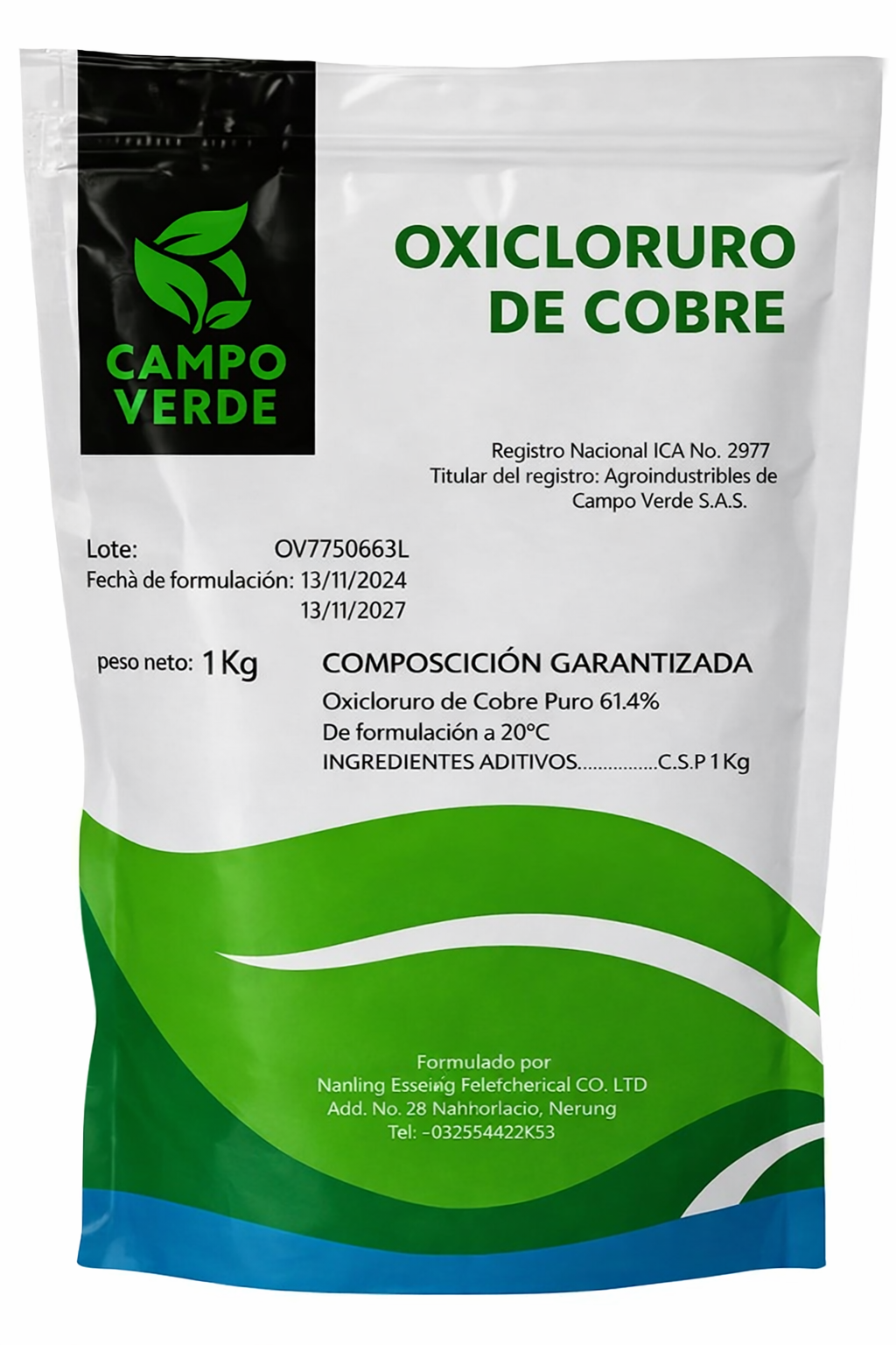 Fungicida Bactericida Oxicloruro de Cobre Campo Verde - 1 Kg Agrosamario  3