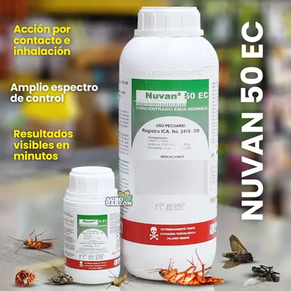Nuvan 50 EC - Insecticida y Acaricida x 120 ML - 1 litro - Agrosamario 1