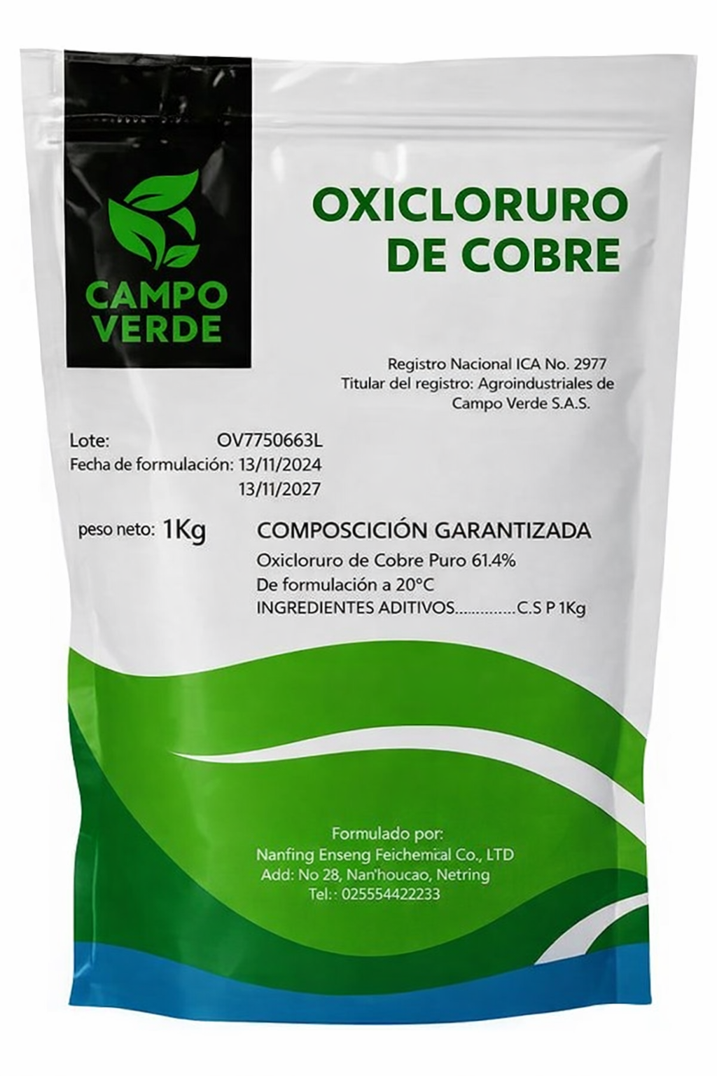 Fungicida Bactericida Oxicloruro de Cobre Campo Verde - 1 Kg Agrosamario  1