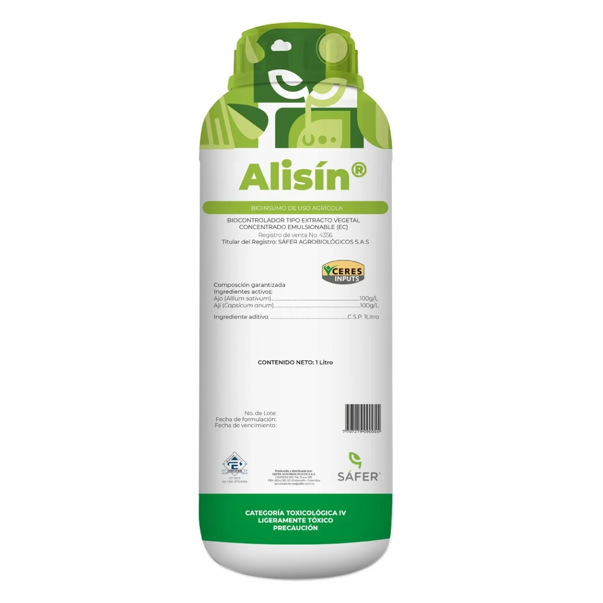 Control Plagas Orgánico Alisin (Ajo y Ají) x 250cc - 1 Litro | Agrosamario 1